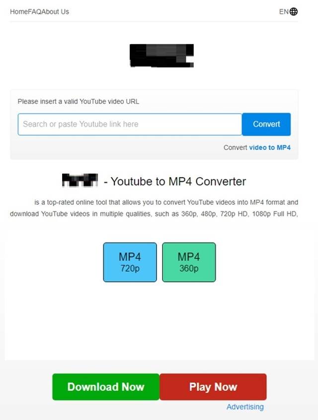 유튜브 동영상 저장 사이트로 위장한 피싱 페이지 예시. 안랩 제공