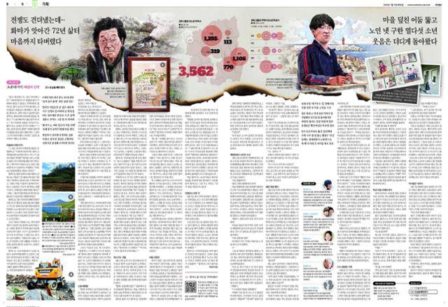 한국일보 7월 15일 자 7· 8면에 보도된 '산불 이후, 초토의 사람들' 시리즈 2회 기사.