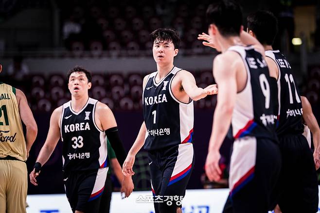 한국 남자농구대표팀 이현중(가운데). 국제농구연맹(FIBA) 제공