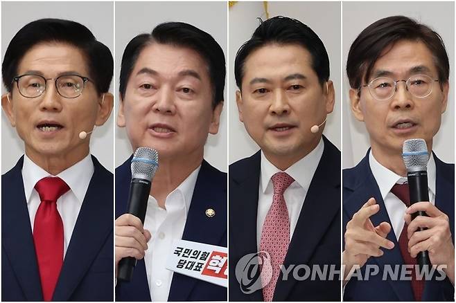 국힘 전대 본선 진출한 김문수·안철수·장동혁·조경태 [촬영 김주성] 2025.8.3