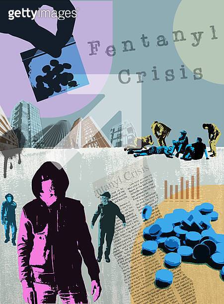 2)미국에서 매년 수만 명이 목숨을 잃고 있는 합성마약 펜타닐이 만든 위기를 묘사한 그래픽. 펜타닐은 오피오이드(아편유사체)계 합성 마약으로 모르핀의 100배, 헤로인의 50배에 이르는 진통효과를 나타내며 정신적‧신체적 의존성이 강하다. 오남용하면 호흡마비와 심정지로 사망할 수 있다. 미국에선 매년 수만 명이 숨지면서 사회문제가 되고 있다. [사진=게티이미지뱅크]