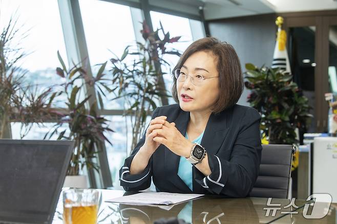 박희영 용산구청장이 지난달 23일 서울 용산구청에서 뉴스1과 인터뷰를 하고 있다.(용산구 제공)