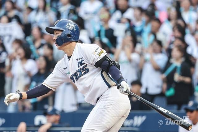 박건우는 8일 창원 KIA전에서 적시타를 쳤다. 사진=NC 제공