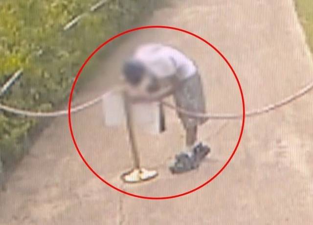 소속사 직원으로 추정되는 남성이 한양도성 내에 스티커를 붙이는 모습. 사진=서경덕 교수 페이스북 캡처