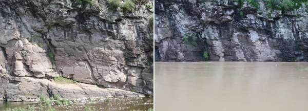 반구대 암각화 침수 전.후 모습