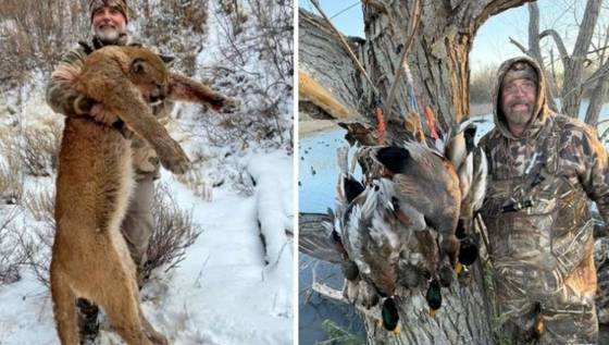 미국 텍사스 출신 백만장자 애셔 왓킨스가 직접 사냥한 동물들. 사진 SNS 캡처