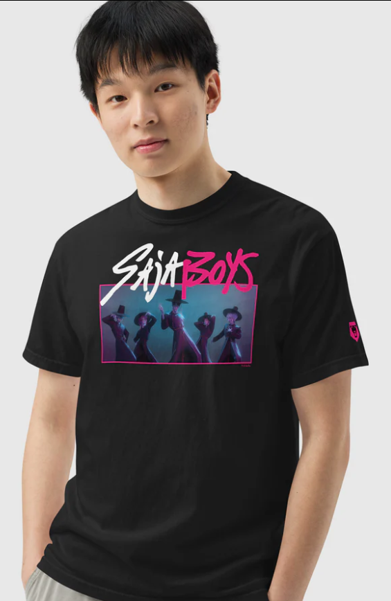 A Saja Boys-themed T-shirt sold at Netflix's online goods shop (Netflix)