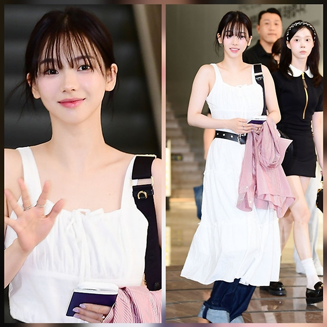 에스파 카리나가 도쿄 출국길에서 압도적 비주얼로 시선을 끌었다. 사진=김영구