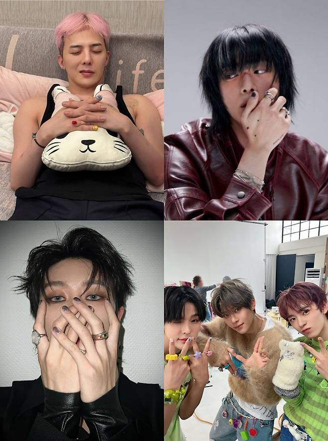 (왼쪽 위부터 시계방향) 지드래곤, 방탄소년단 진, 세븐틴 디에잇, NCT 위시 /사진=각 SNS, 소속사