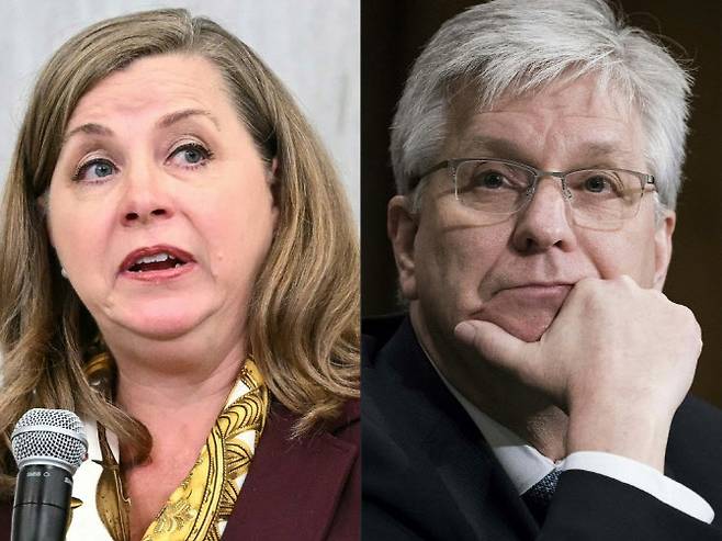 미셸 보먼 연준 금융감동 담당 부의장과 크리스토퍼 월러 이사 (사진=AFP)