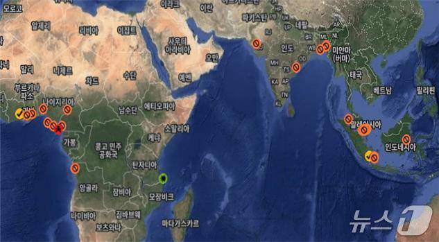 2025년 상반기 해역별 해적사건 발생 분포(해양수산부 제공)
