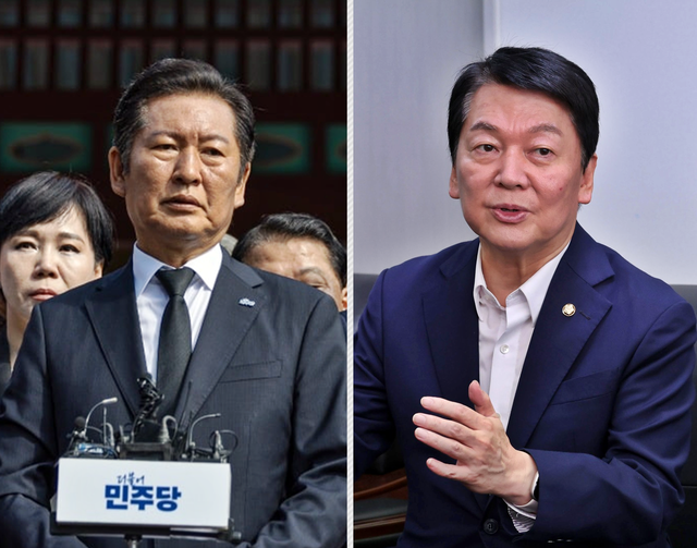 왼쪽부터 정청래 더불어민주당 대표, 안철수 국민의힘 의원.<페이스북 ‘정청래의 알콩달콩’ 페이지 사진·안철수 국회의원 페이스북 사진 갈무리>