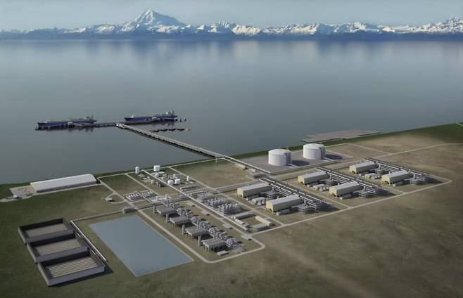 알래스카 니키스키 지역에 지어질 예정인 알래스카 LNG 터미널 가상 조감도. /알래스카 가스라인개발공사 제공.