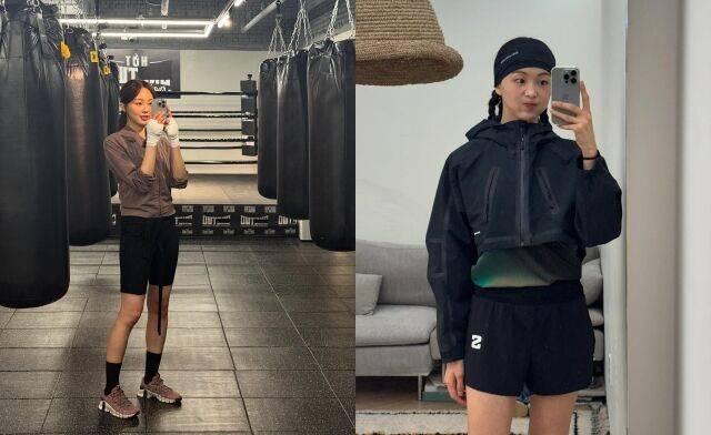 복싱체육관에서 셀카 삼매경에 빠진 금새록. /금새록 소셜미디어