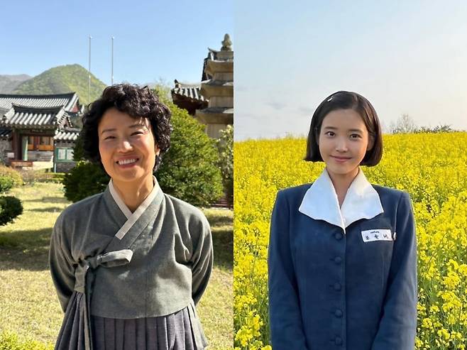 배우 오민애와 아이유. 인스타그램 캡처.