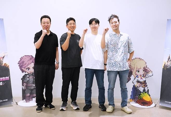 (왼쪽부터) 이정환 픽셀트라이브 시스템 디렉터, 배정현 픽셀트라이브 대표, 최진성 픽셀트라이브 PD, 정태룡 픽셀트라이브 콘텐츠 디렉터.(카카오게임즈 제공. 재판매 및 DB금지)2025.8.11/뉴스1