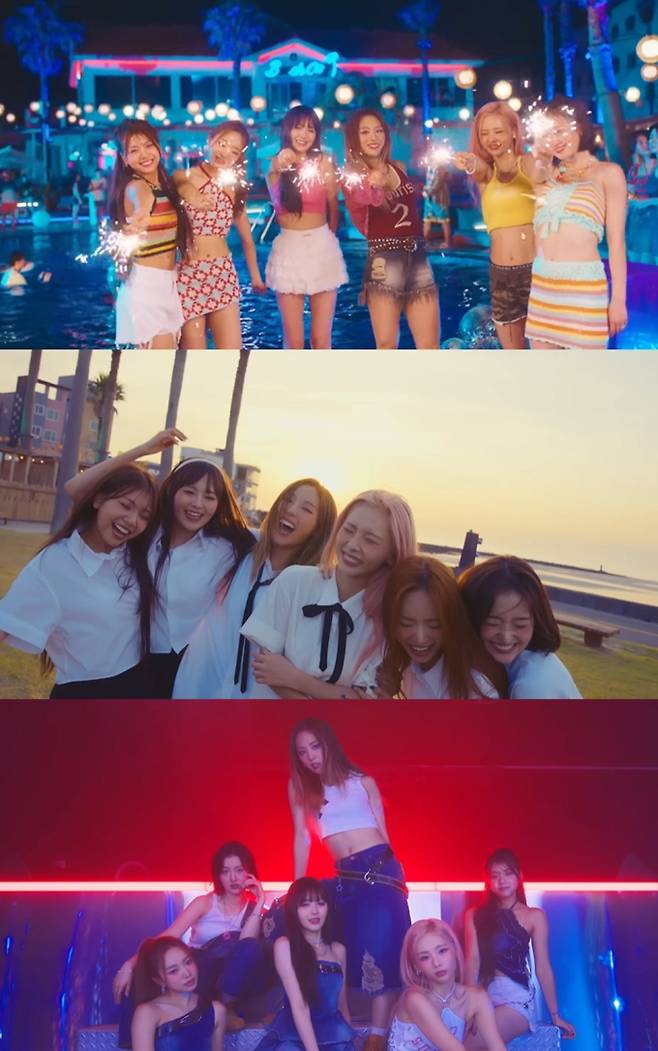 퀸즈아이, 컴백 첫 주부터 ‘엠카’→‘인기가요’로 ‘서머퀸’ 활약(사진 출처:‘Feel the Vibe’ MV 캡처)