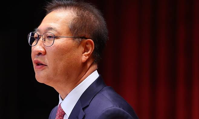 박성재 전 법무부 장관이 지난 6월 정부과천청사 법무부에서 열린 이임식에서 이임사를 하고 있다. 연합뉴스