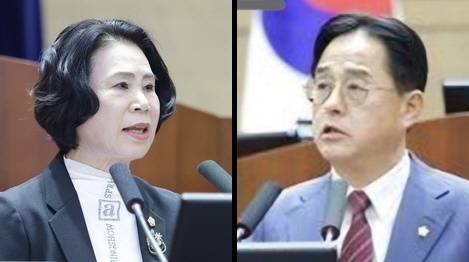 천안은 지금 김행금 시의회의장(왼쪽)과 장혁 시의원의 갈등이 최대 이슈다.&nbsp; 천안시의회&nbsp;