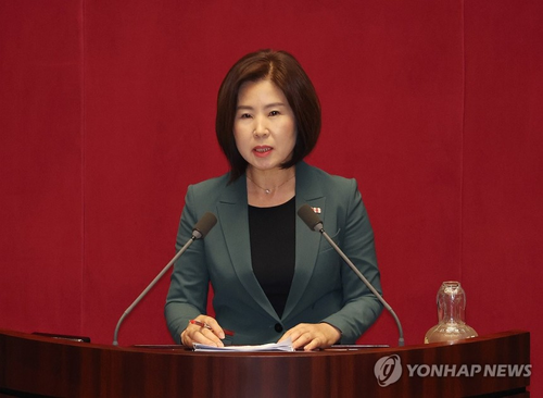 김미애 국민의힘 의원이 국회에서 발언하고 있다 [사진출처=연합뉴스]