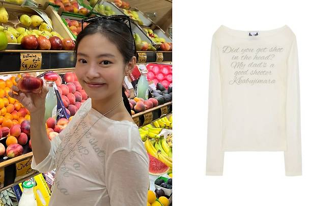 그룹 블랙핑크 제니가 공개한 파리 여행 티셔츠 문구가 누리꾼들 관심을 모았다. /사진=제니 인스타그램