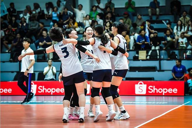 U-21 세계여자선수권대회에 출전한 한국 대표팀  [국제배구연맹 홈페이지 캡처. 재판매 및 DB금지]