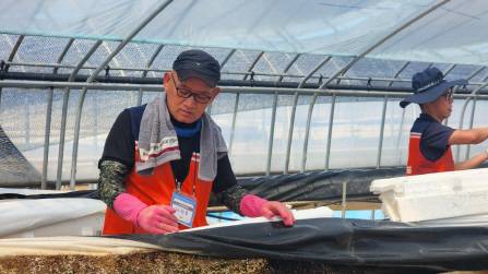 광주 침수 피해 현장을 찾아 복구 작업에 열중하고 있는 나덕주 빛고을예술단장.