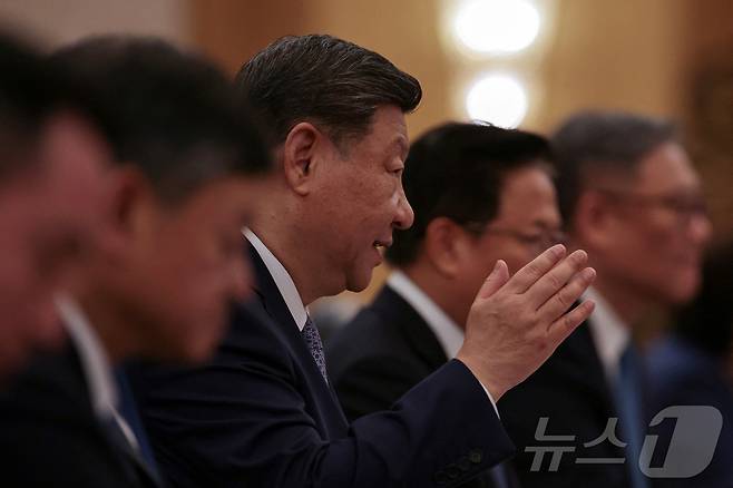 7월 24일(현지시간) 시진핑 중국 국가주석이 베이징 인민대회당에서 열린 제25차 유럽연합(EU)-중국 정상회의에서 개막 연설을 하고 있다. 2025.07.24. ⓒ 로이터=뉴스1 ⓒ News1 윤다정 기자