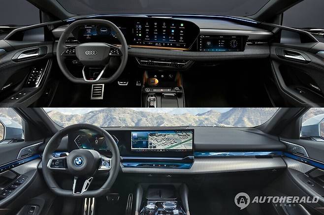이들 전기 세단은 화려한 내외관 디자인과 최첨단 편의 및 안전사양을 탑재했다(출처: 아우디, BMW)