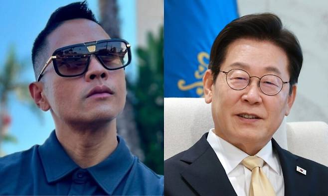 가수 유승준씨와 이재명 대통령. 유승준 인스타그램 갈무리, 연합뉴스