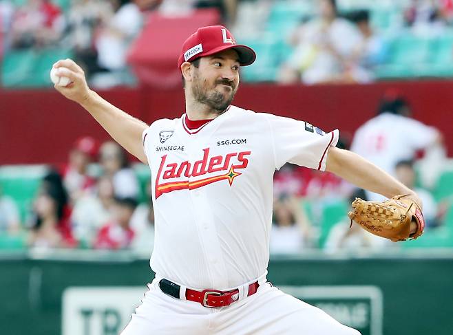 12일 인천 키움전에서 시즌 8승째를 따낸 드류 앤더슨. SSG 제공