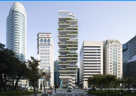 서울시의 도시건축디자인 혁신사업에 선정된 빗썸 R&D센의 모습. 나눔센터 자리에 2029년 들어선다. 사진 서울시