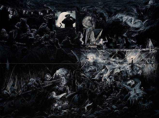 배윤환, 전 좌석 안전벨트, 2025, Acrylic on canvas, 242.8 x 325 cm. /스페이스K 서울