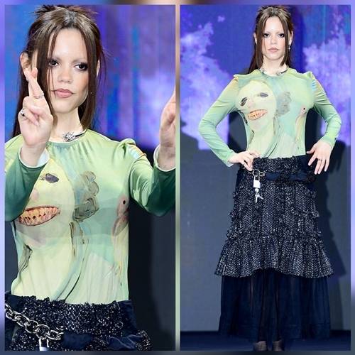 배우 제나 오르테가가 첫 내한에서 ‘웬즈데이’ 특유의 다크 무드를 한껏 뽐냈다. 사진=김영구 기자