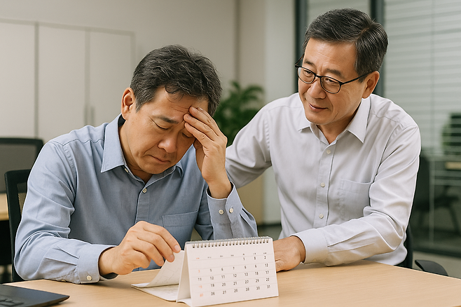 1세대 1주택자가 추가로 주택 분양권을 사들인 경우 새집 완공 후 3년 이내에 기존 주택을 팔면 양도소득세 비과세 혜택을 받을 수 있다. 3년 정리 기간을 놓쳐 1억5000만원의 양도세 고지서를 받아들고 심란한 나세금 씨와 달리 나절약 씨는 비과세를 챙겼다는데···.  [챗GPT를 이용해 제작함]