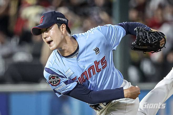 ▲ 윤성빈은 올 시즌 리그에서 가장 뛰어난 패스트볼 평균 구속을 보유하고 있는 선수다 ⓒ롯데 자이언츠