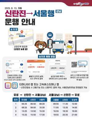 (대전 신탄진에서 서울 강남까지 한 번에)