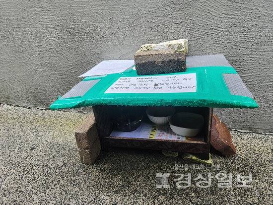 ▲ 울산 곳곳에 설치된 사설 고양이 급식소. 주민들과 캣맘 간 갈등이 지속되고 있지만 법적 해석에 따라 지자체의 대응도 달라져 갈등 조정이 쉽지 않다.