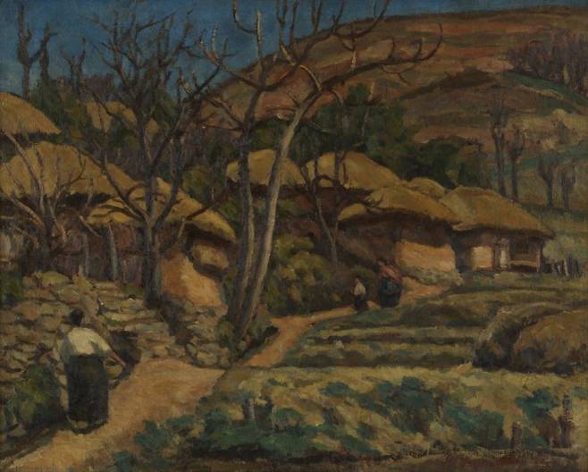 오지호, 동복산촌, 1928, 캔버스에 유화 물감, 72.1×90.4cm, 리움미술관 소장 (리움미술관 제공)
