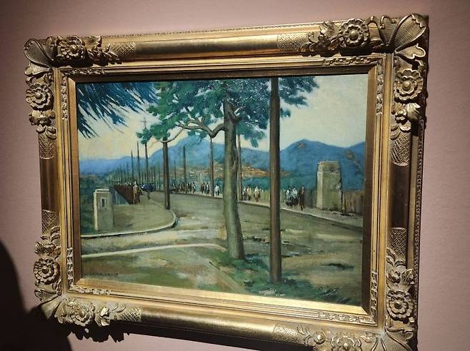 박득순 '한강 인도교'(1956). 6·25전쟁 발발 초 북한군 남하를 막기 위해 폭파한 것을 1954년 복구한 직후에 그린 모습. 서믿음 기자