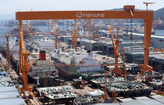 경남 거제시 아주동 한화오션 거제사업장 모습. /뉴스1