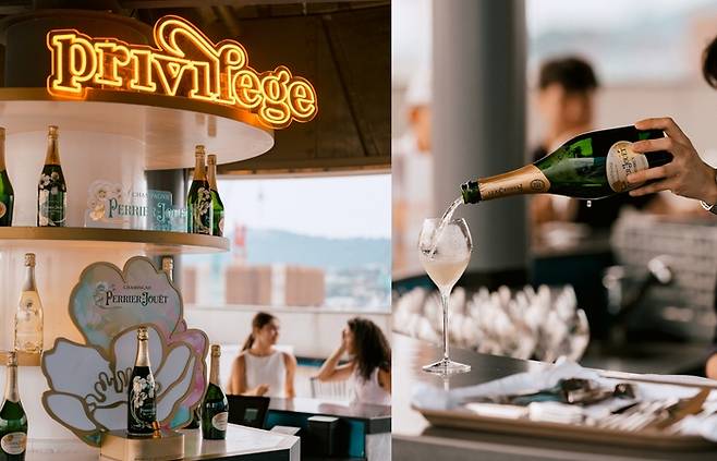 몬드리안 서울 이태원 ‘프리빌리지 바’에서는 매달 마지막 주 금요일 무제한 샴페인을 제공하는 파티가 열린다. / 사진=몬드리안 서울 이태원