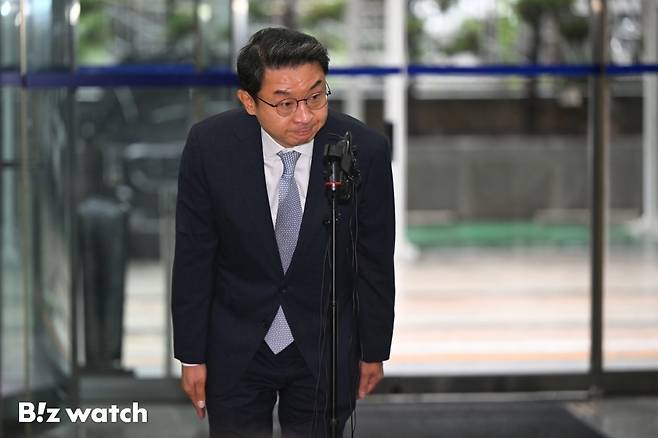 이억원 금융위원장 후보자가 14일 오전 서울 중구 예금보험공사에 마련된 인사청문회 준비 사무실에 첫 출근을 하며 소감을 밝히고 있다./사진=이명근 기자 qwe123@