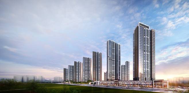 효성중공업과 진흥기업이 시공하는 산곡역해링턴스퀘어 조감도.(사진=효성중공업)