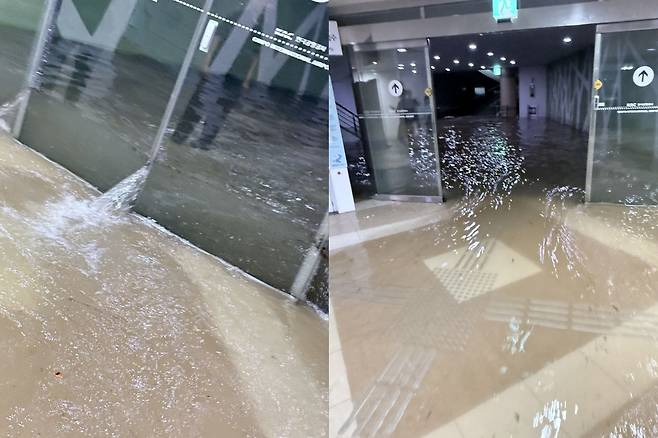 13일 침수된 김포공항 / 엑스