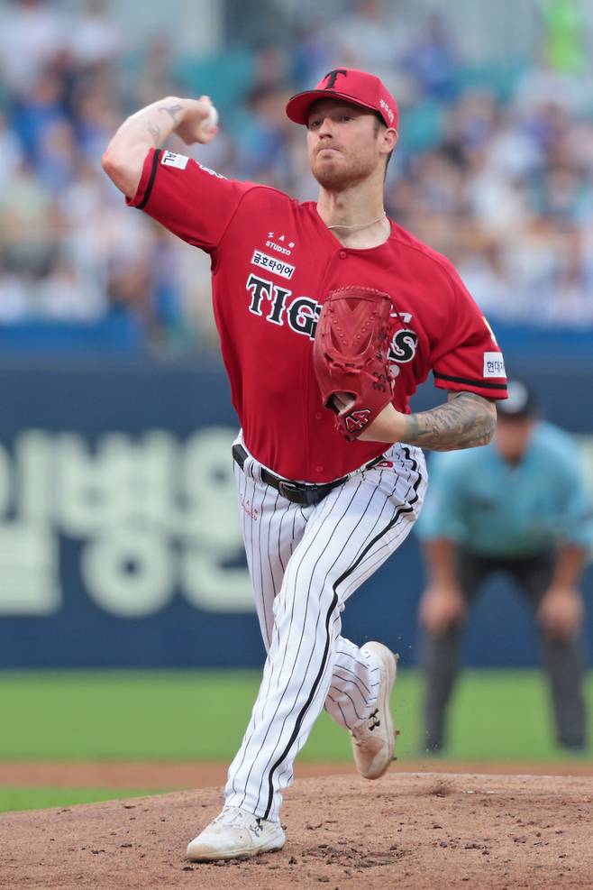 KIA 올러가 13일 대구 삼성전에서 역투하고 있다. 사진=KIA 제공