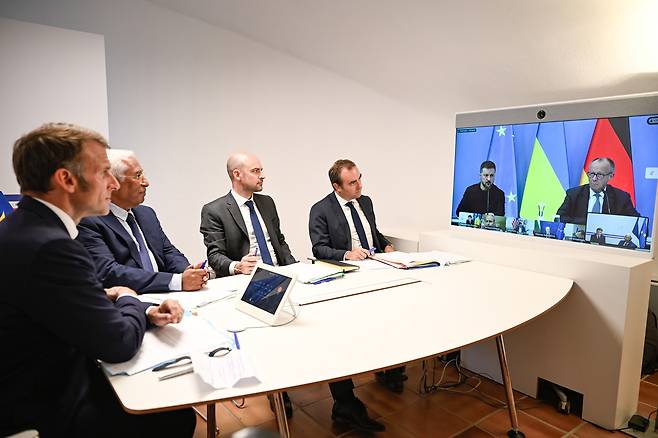 미·러 정상회담 앞두고 회상회의 하는 유럽 지도자들. EPA연합뉴스