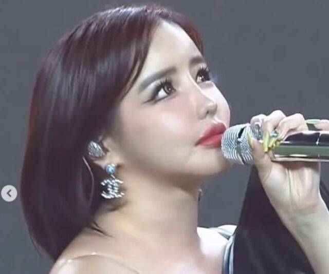 박봄이 토터넘 홋스퍼와 뉴캐슬 유나이티드 FC 친선 경기에서 공연을 펼쳤다. / 박봄 소셜미디어