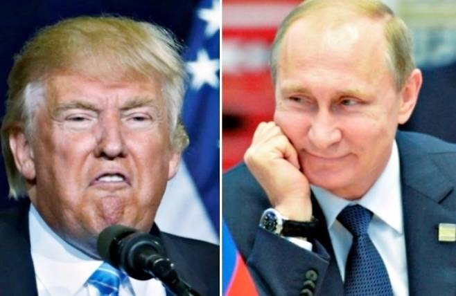 왼쪽부터 도널드 트럼프 미국 대통령, 블라디미르 푸틴 러시아 대통령 자료사진