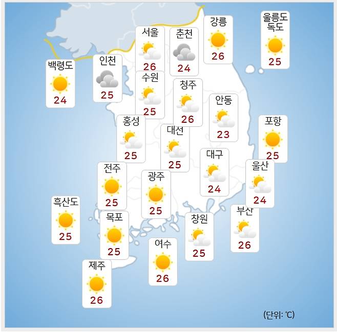 ⓒ기상청: 내일(16일) 오전 날씨